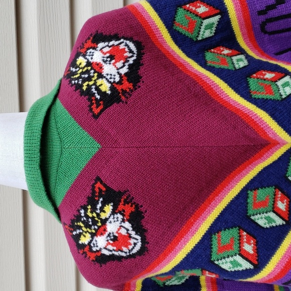 GUCCI WOOL PATCHWORK PONCHO CAPE TIGER APPLIQUE - Picture 7 of 10